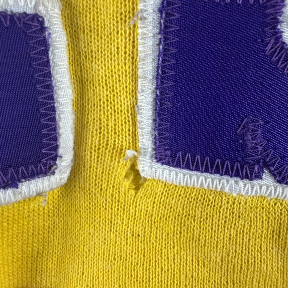 VINTAGE 80s LSU Tigers Sweatshirt Mens S? Yellow Pullover Crewneck Raglan Boxy